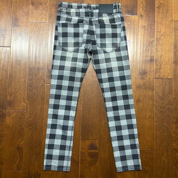 Rocawear Skinny Fit Y2K Vintage Checkered Black Gray Denim Jeans Men's 34 x 34 - Picture 5 of 10